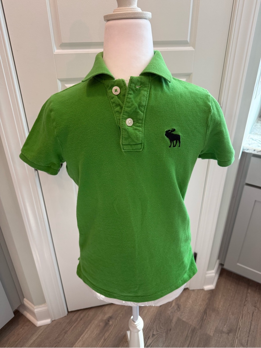 Abercrombie Kids Polo Shirt Green Moose Logo Boys XL Preppy Classic